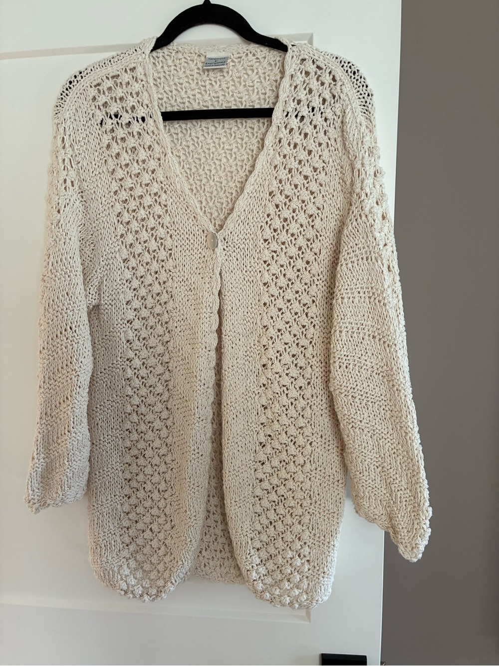 Cream Open-Knit Women's Cardigan Sweater